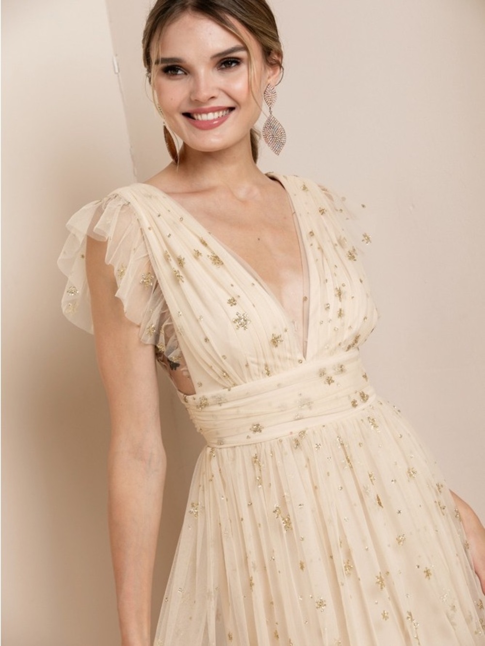 SOIEBLU Elegant Star Embellished Maxi‎ Dress